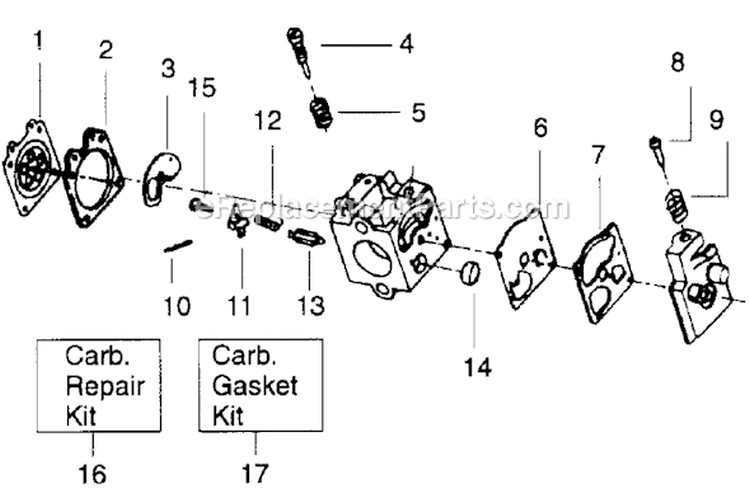 Page A Diagram and Parts List for GTI16  Weed Eater Trimmer